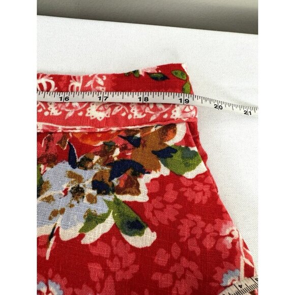 Euro Summer Red Floral Maxi XXL Skirt Button Down Cottagecore Amalfi Coastal Fit - Picture 9 of 9